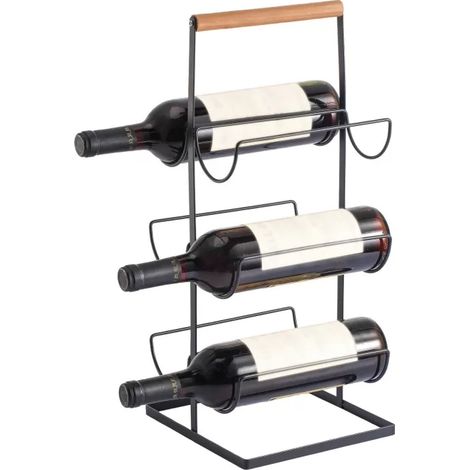 Etagère range bouteilles design industriel Bois & Acier ELIE Noir mat MSV (1/4)