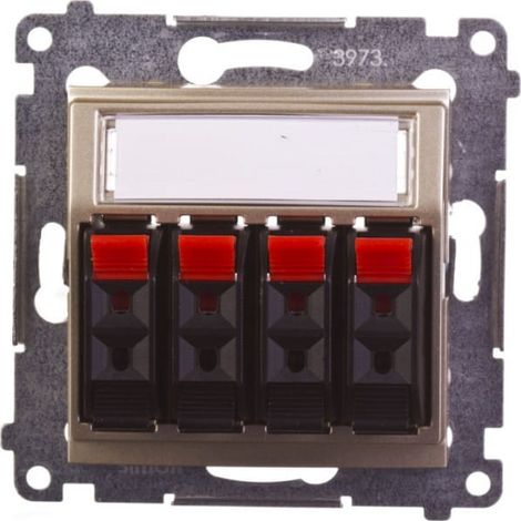 Prise quadruple pour haut-parleur Simon 54, or mat DGL34.01/44