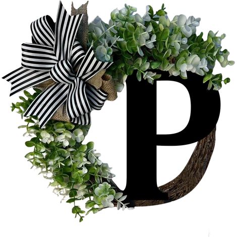 Guirlande Porte D'Entrée - Bois Naturel - Prénom Ou Nom De Famille Personnalisable - Décor Extérieur Toute L'Année - 1 Pièce (1/4)