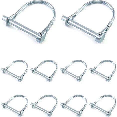 10 Pcs Goupille de Verrouillage Forme D, Goupille Securite en Acier au Carbone Galvanisé pour Jardin Pelouse Remorques - 6 x 50 mm (1/5)