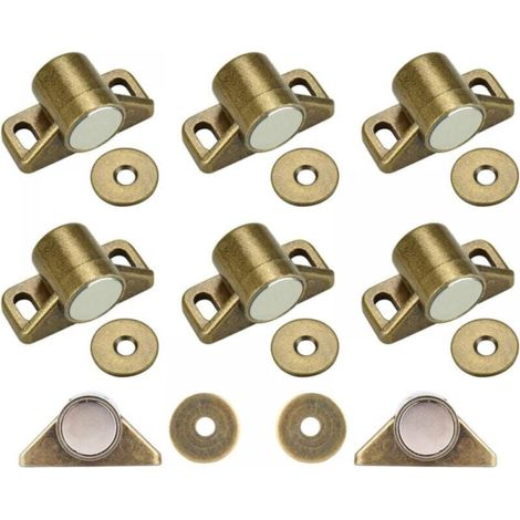 pezzi di chiusura magnetica, chiusura magnetica in lega di zinco e bronzo per cassetti, armadietti da cucina, magnete per ante di armadietti con 24 viti (1/4)