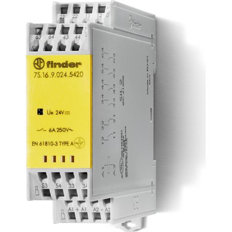 Relais mod contacts guidés 4NO+2NC 6A 12V DC AgSnO2 + Au SIL2 à ressort FINDER 7S1690125420PAS