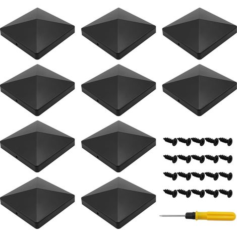 10 Pièces Chapeau Poteau Bois Capuchons de Poteaux de Clôture 10 par 10 cm avec Vis (1/5)