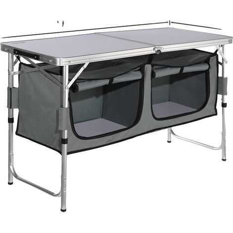Table de cuisine de camping, design portable, construction durable, Gris (1/2)
