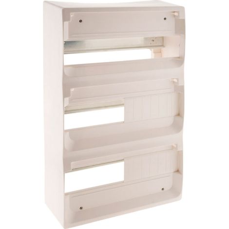 – Coffret électrique nu 39 modules blanc – 3 rangées – Fixation par vis métal – Compatible norme NF C 15-100 – Accessoires inclus