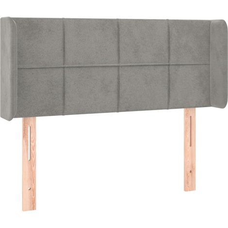 Testiera accessorio letto mobile camera da letto con bordo laterale 93 x 16 x 78/88 cm tessuto velluto grigio chiaro TDL0205094