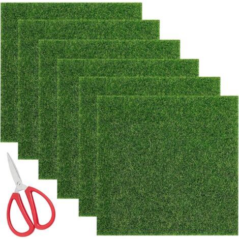 Lot de 6 pelouses artificielles miniatures - 15 x 15 cm - Pour travaux manuels, décoration de gazon artificiel, tapis de gazon artificiel, décoration de pelouse miniature - Pour brico (1/5)