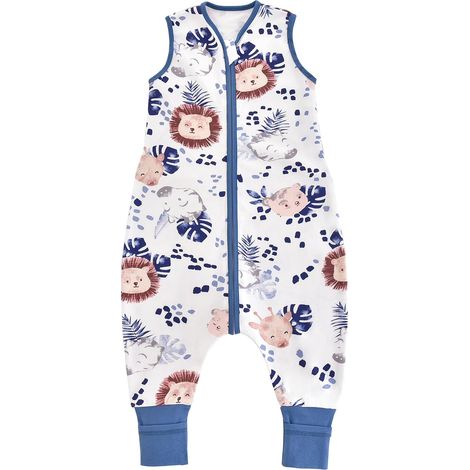 Saco de dormir de verano para bebé de 0,5 tog – 100 % algodón – con pies – estampado de león – talla 70 cm (80-90 cm) (1/5)