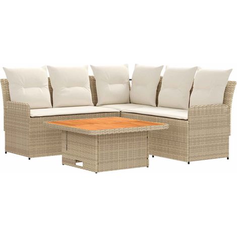Furniture Sets with Pillow 4 pcs Beige and Cream PE Rattan vidaXL (1/5)