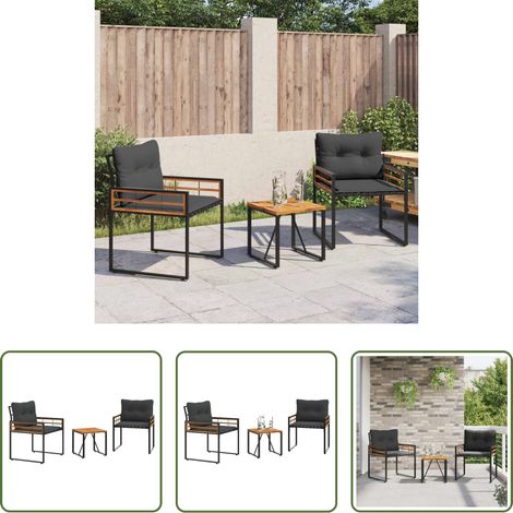 vidaXL Balkonmöbel - Gartenmöbel Set mit Kissen 3 pcs Blassgrau (1/5)