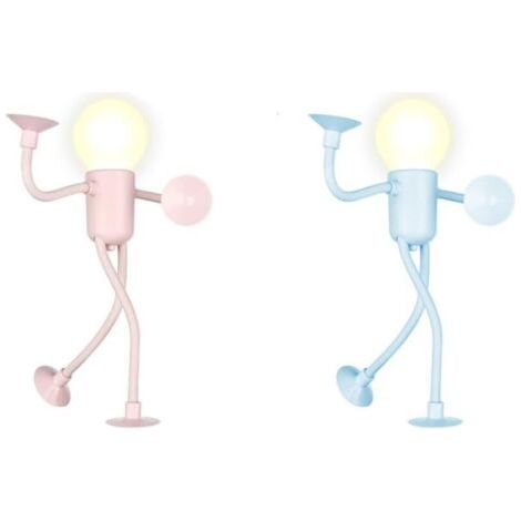 Pair 2 veilleuses créatives -L'homme à l'ampoule rose +L'homme à l'ampoule bleue (1/5)