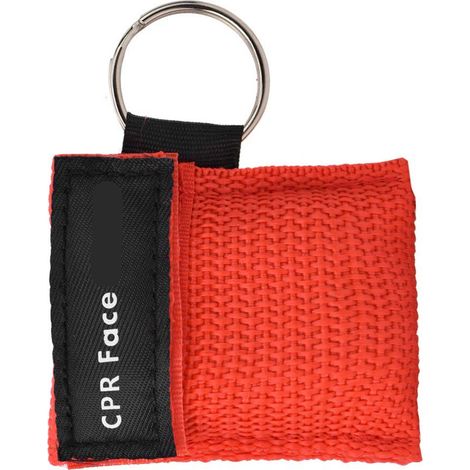 Masque porte-clés de premiers secours avec valve unidirectionnelle (rouge) (1/5)