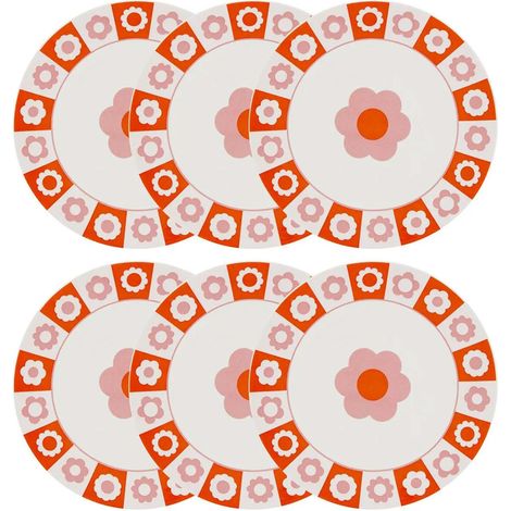 Lot de 6 Assiettes à Dessert "Chachapop" 19cm Multicolore