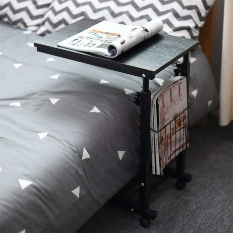 Table d'appoint Bout de canapé Hauteur Réglable, Moderne Table Basse Table Roulant d'ordinateur Portable pour Canapé Lit, 48x30x56-76cm, Noir BHEU-C6-BK (1/5)