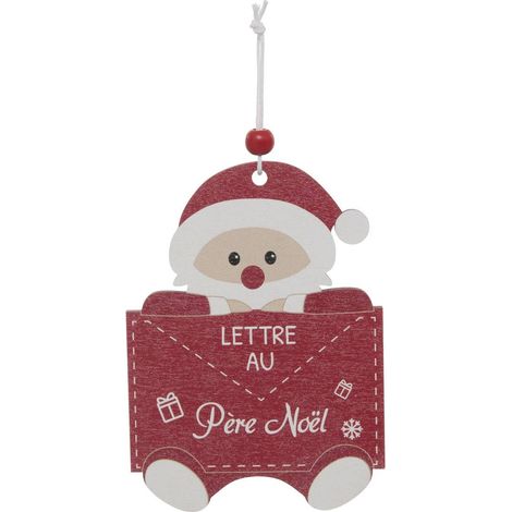 Adorno para el árbol de Navidad con letras sobre un soporte de madera rojo y blanco - Feeric lights & christmas (1/5)