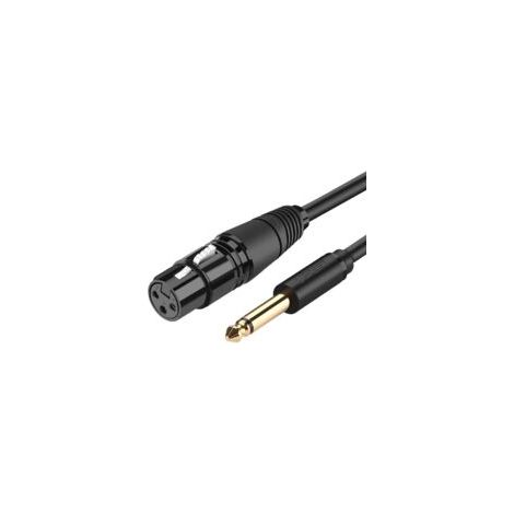 XLR Audio/Microphone Cable (Female) to 6.35mm Jack (Male), 2m - Black (1/4)