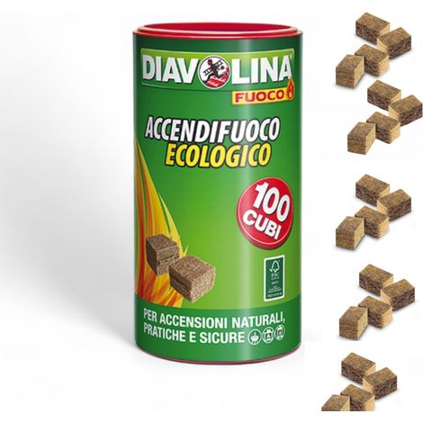 Accendigrill ecologico 100 cubi a base di legno e paraffina per grill e BBQ senza odori da fonti rinnovabili FSC (1/2)