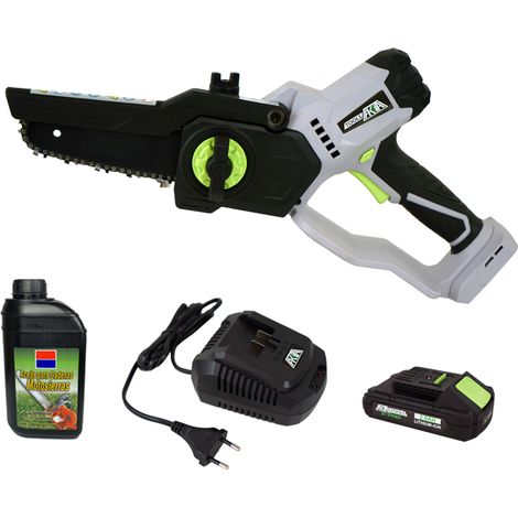 Mini motosega a batteria Akita 20V + Batteria + Caricabatterie + Olio