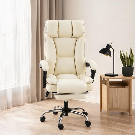 Chaise de bureau beige en similicuir 72 x 66 x 121 cm (1/5)