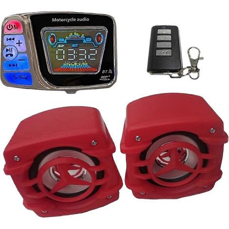Klaxon Bluetooth pour moto avec radio FM, lecteur de musique, carte TF, haut-parleur Bluetooth étanche USB. (1/5)