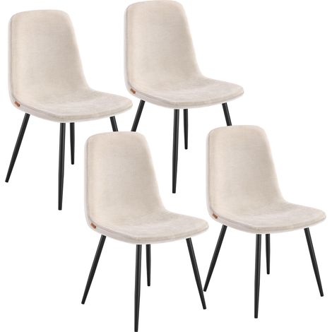 Vasagle – Lot de 4 chaises de salle à manger – Tissu chenille doux et PU texturé glacé – Pieds réglables – Capacité 120 kg – Montage rapide en 5 min