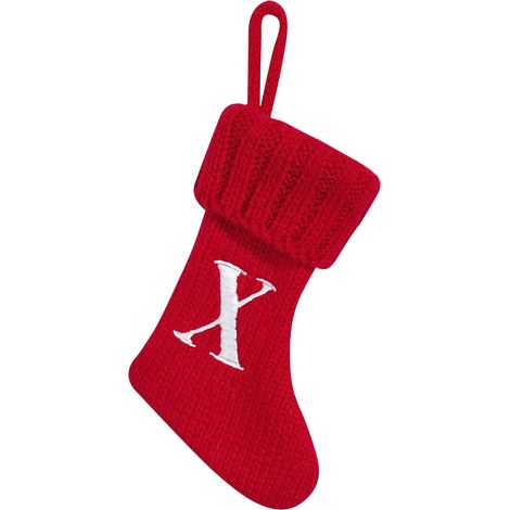 Chaussette De Noël - Tricotée En Fibre De Polyester - Personnalisable Avec 26 Lettres - Pour Cheminée Arbre Ou Décoration Intérieure - 9,5 X 11 Cm - 1 Pièce (1/5)