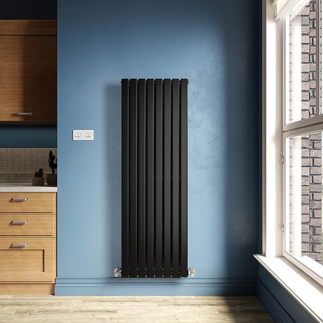 ELEGANT Black Designer Radiator 544 x 1600 mm Flat Single Panel Vertical Central Heating Radiator