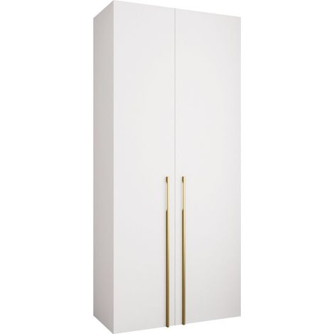 Armario Hartford 569, Blanco, 246x110x52cm, Puertas de armario: Con bisagras, Número de estantes: 8