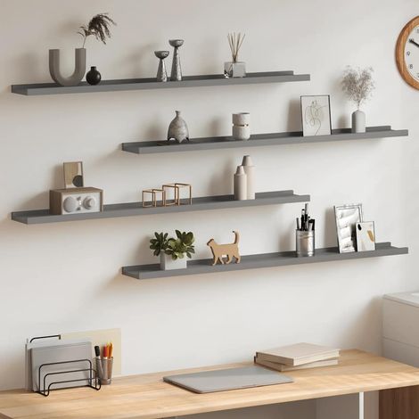 Wandregale 4 Stk. Grau 100x9x3 cm