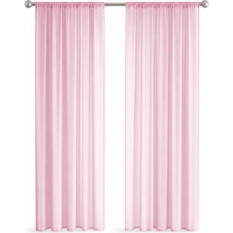 Rideaux transparents roses, ensemble pour salon, chambre et salle de bain, tissu laissant passer la lumière et respirant (1/5)