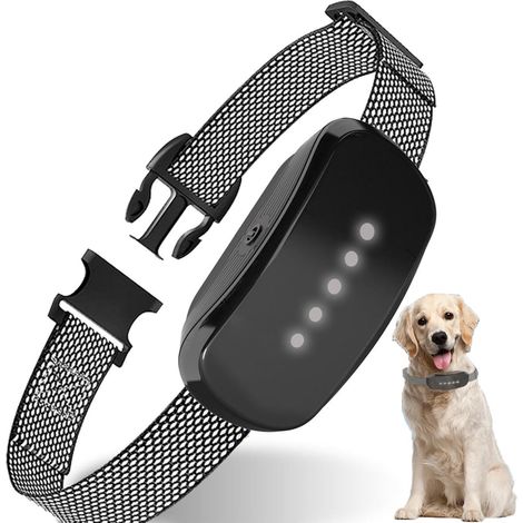 Collier anti-aboiement pour chien — Collier d'éducation rechargeable par USB — Collier électrique avec dispositif d'entraînement réglable — Noir (1/5)