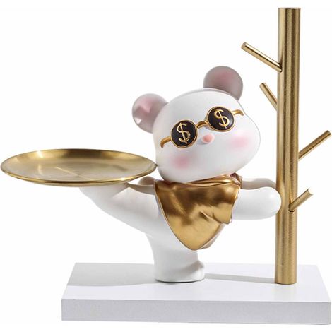 Porte-clés ours mignon avec plateau, rangement pour clés d'entrée, 31,5 x 15 x 27 cm, décoration de dessin animé pour la maison (1/5)