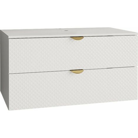 Armoire de salle de bains murale pour lavabo Matrix, Blanc, Murale, Le nombre de portes: 0, 42x80x46cm, MDF, Stratifié, Nombre de tiroirs: 2 (1/4)