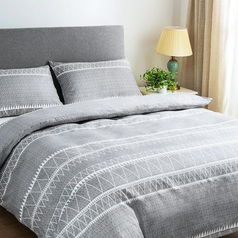 Ensemble de literie King-Size 230x220cm Microfibre Gris avec fermeture éclair