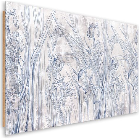 Quadro deco panel, Contorni blu di fiori - 100x70 (1/5)