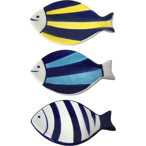 Platitos joyero pez a rayas azul marino 10 cm set de 3 (1/2)