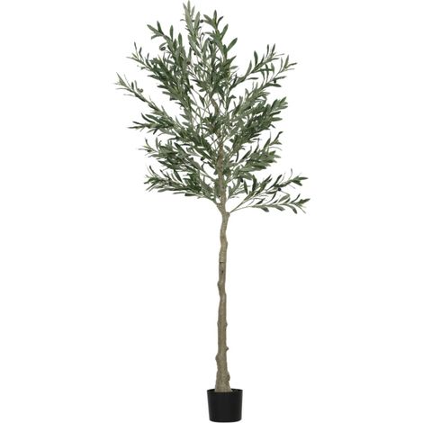 Olivier Artificiel en Pot - Plante Décorative en Plastique avec Ciment et Mousse - Décoration Salon, Bureau, Chambre 15x15x180cm (1/5)