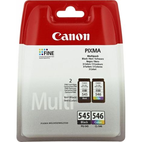 Canon PG-545XL/CL546XL - Original - Encre à pigments - Noir - Cyan - Jaune - Magenta - Canon Pixma MG2450/MG2550/MG2950 - 2 pièce(s) - Impression à jet d'encre (8286B007)