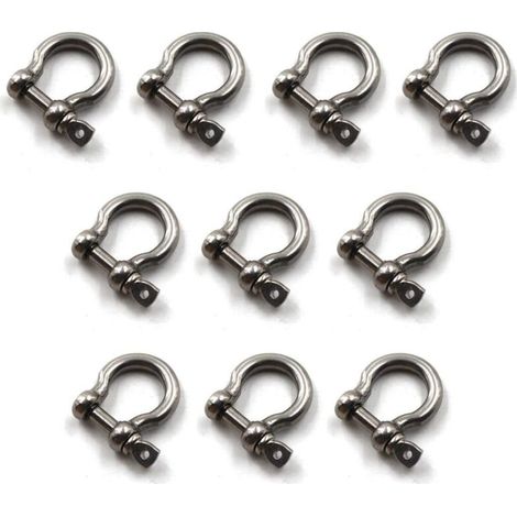 Staffa ad anello a D M6, staffa di ancoraggio, staffa a catena in acciaio inossidabile 304, perno a vite, staffa ad anello, 10 pezzi (1/4)