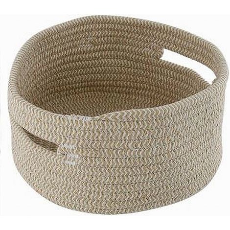 Cleafe - Cestino Con Manici Portaoggetti Cesto Tessuto Intrecciato Rotondo 24x11 Cm 10636 - (1/3)