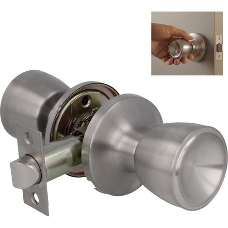 Ensemble de Poignées de Passage en Forme de Coupe Laiton Serrure d'Entrée 60/70 mm Visserie Incluse Pour Portes en Bois 35 à 45 mm d'Épaisseur Serrure à Bec-de-Cane Carré Argent Mat (1/5)