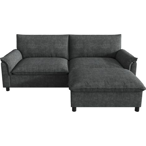 ELVMI Sofá modular con almacenamiento y función cama, en Chenille, Negro (1/5)