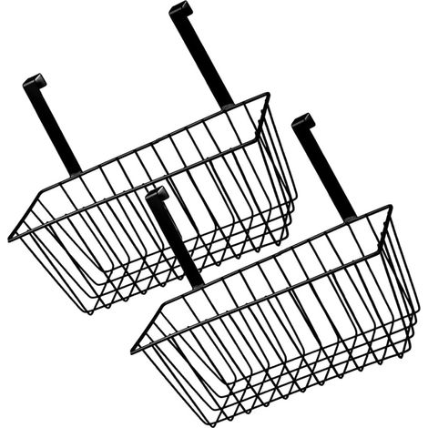 2 paniers suspendus en fil de fer noir , rangement muraux pour serviettes dans la salle bain ou le d