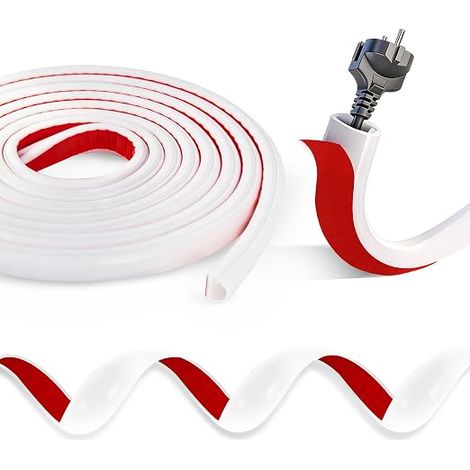 Metres Self Adhesive Silicone TV Wall Cable Cover, Easy to Cut Mounting Cable Duct Self-Adhesive for Home Office White 15 mm x 10 mm (1/5)