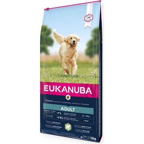 EUKANUBA Trockenfutter für Hunde, ausgewachsene Hunde großer Rassen, Lamm & Reis, 12 kg