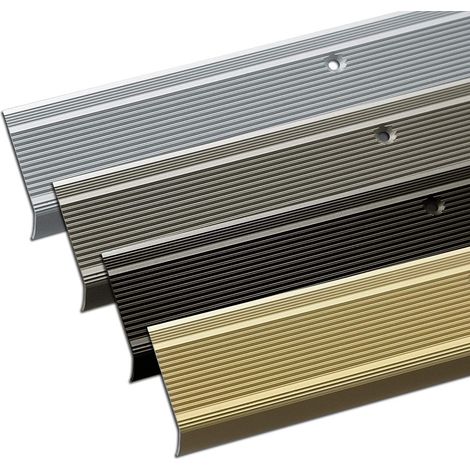 Karat – Profilé de nez de marche en aluminium L 35 x 30 mm – Longueur 90 cm – Pré-percé avec matériel de montage – Finition argent