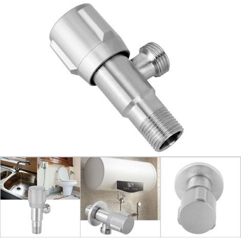 Robinet d'arrêt en acier inoxydable G1/2in pour robinet de toilette et chauffe-eau-- (1/5)