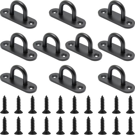 Œillet Plaque Inox - 10 Pièces - Acier Inoxydable Noir - Charge Lourde M6 - Pour Voiles Et Fitness - Avec Vis (1/5)