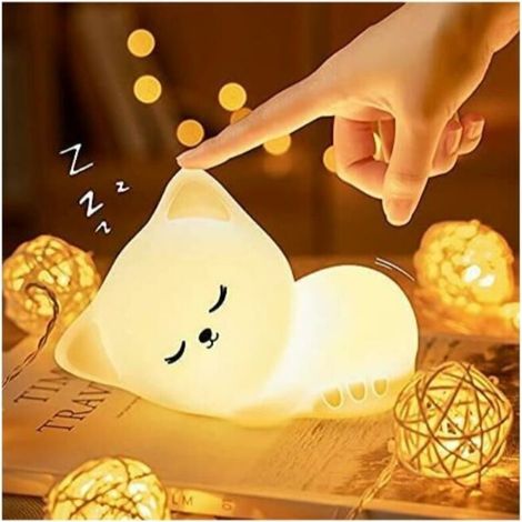 Veilleuse Enfant Chat,Veilleuse Bébé,Veilleuse Bebe Enfant Rechargeable,Veilleuse Bébé LED Portable Fille Adulte Garcon,Veilleuse Tactile Silicone Portable,Cadeau Lumineux,Lampe Veilleuse Be
