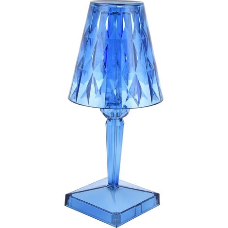 Lampe de table LED en cristal transparent, lampe de bureau à intensité variable, chargement USB, éclairage intérieur bleu (1/5)